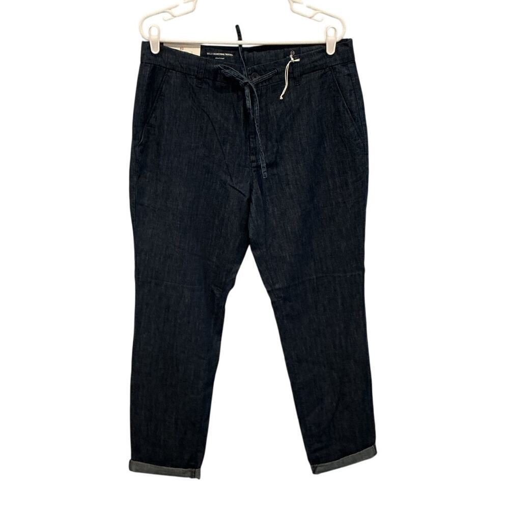 AG Adriano Goldschmied Wells Drawstring Trousers W 32 Blue Jeans Dark Wash NEW